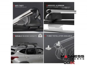 FIAT 500X Roof Rack Cross Bars - for models w/ factory roof rails - Silver - Trekking 2016-2023